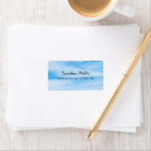 Blue Sky White Clouds Modern Elegant Handgeschreve Etiket (Insitu)
