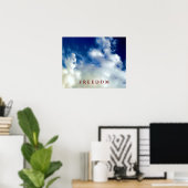 Blue Sky White Clouds Motivatie Freedom Poster (Thuiskantoor)