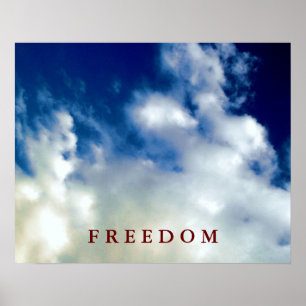 Blue Sky White Clouds Motivatie Freedom Poster