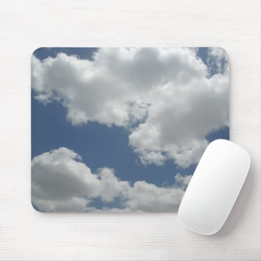Blue Sky White Clouds Print Fun Muismat (Met muis)