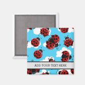 Blue Sky White Clouds Red Ladybug Beetle Insect Magneet (Voorkant / Achterkant)