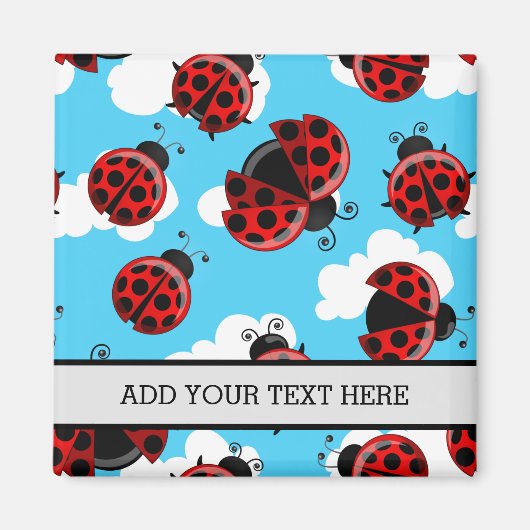 Blue Sky White Clouds Red Ladybug Beetle Insect Magneet (Voorkant)