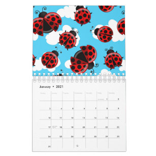 Blue Sky White Clouds Red Ladybug Beetle Kalender