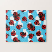Blue Sky White Clouds Red Ladybug Beetle Legpuzzel (Horizontaal)