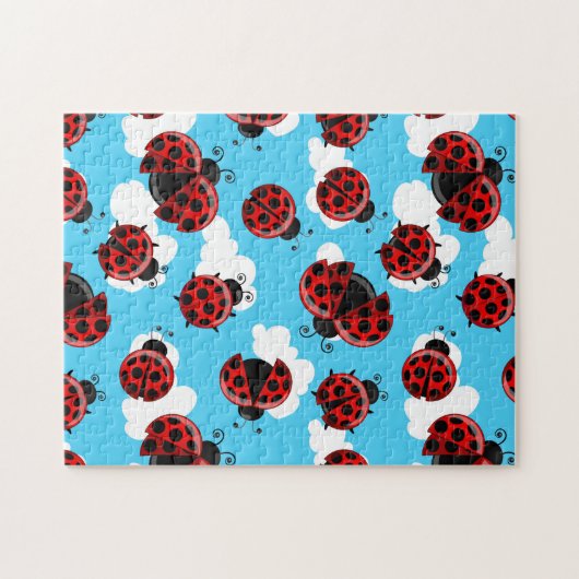 Blue Sky White Clouds Red Ladybug Beetle Legpuzzel (Horizontaal)