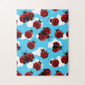Blue Sky White Clouds Red Ladybug Beetle Legpuzzel (Verticaal)