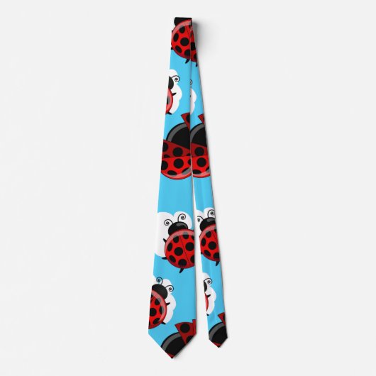 Blue Sky White Clouds Red Ladybug Beetle Stropdas (Voorkant)