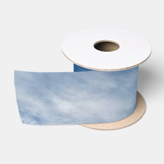 Blue Sky White Clouds Satijnen Lint (Spoel)