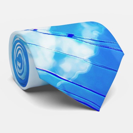 Blue Sky White Clouds Stropdas (Opgerold)