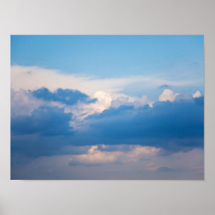 Blue Sky White Clouds Sunrise Background Sjabloon Poster