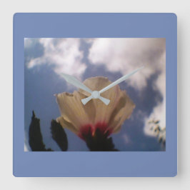 Blue Sky White Rose Vierkante Klok