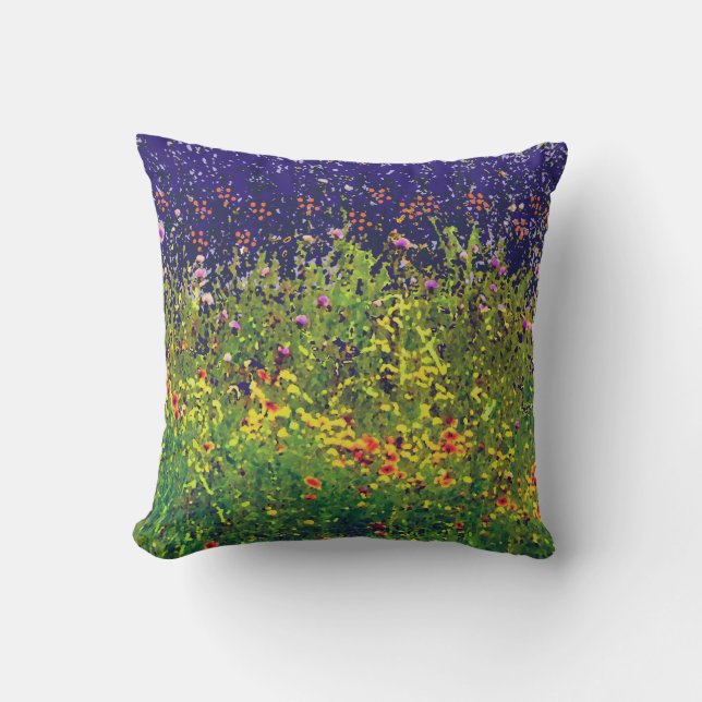 Blue Sky Wild bloem veld ontwerp Buitenkussen (Voorkant)