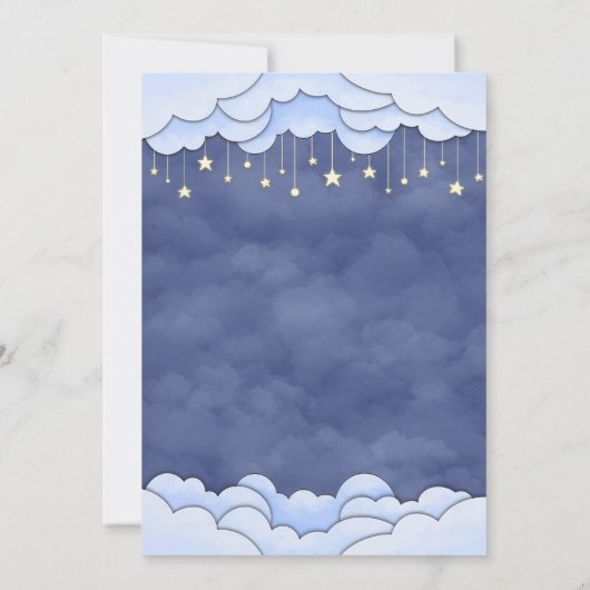 Blue Sky with Hanging Stars Baby shower Uitnodigin Kaart (Achterkant)