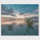 blue sky with red and dark clouds reflected on sea cadeaupapier (Vlak)