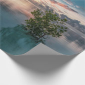 blue sky with red and dark clouds reflected on sea cadeaupapier (Hoek)