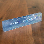 Blue Sky Zee Abstract Uniek Chic Modern Minimaal Naambordje (Zijkant)