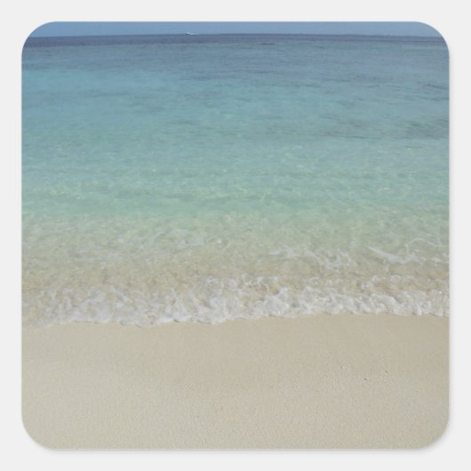 Blue Sky Zee Sand Blank Sjabloon Maldives Trendy Vierkante Sticker (Voorkant)