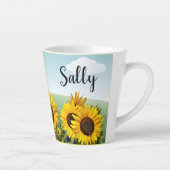 Blue Sky Zonnebloem en Vlinder gepersonaliseerd Latte Mok (Rechts)