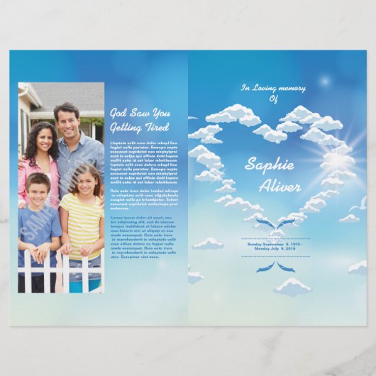 Blue Skyer Funeral Program Template (Voorkant)