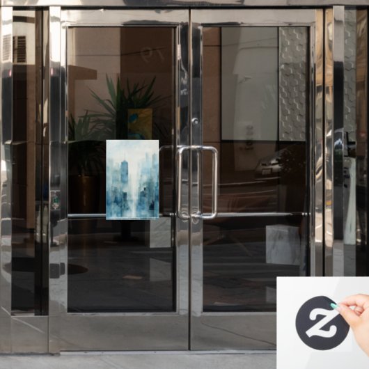 Blue Skyline Raamsticker (Kantoordeur)