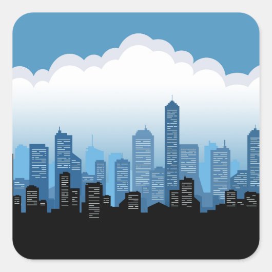 Blue Skys Cityscape Vierkante Sticker (Voorkant)