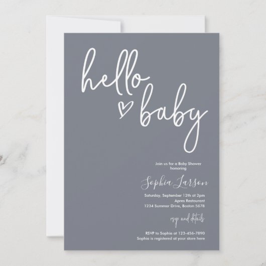 Blue Slate Minimalist Modern Boho Baby shower  Kaart (Voorkant)