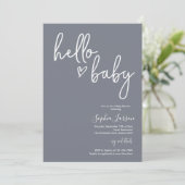 Blue Slate Minimalist Modern Boho Baby shower  Kaart (Staand voorkant)