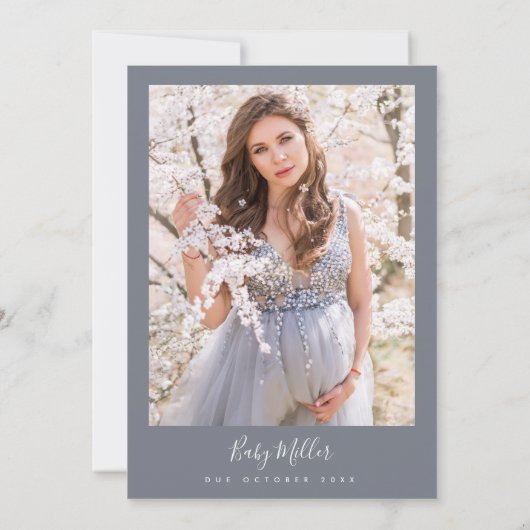 Blue Slate Minimalist Modern Boho Baby shower  Kaart (Achterkant)