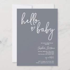 Blue Slate Minimalist Modern Boho Baby shower  Kaart