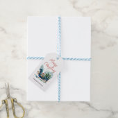 Blue Sled Baby Reindeer Cadeaulabel (Met Touw)