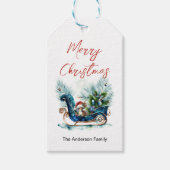 Blue Sled Baby Reindeer Cadeaulabel (Voorkant)