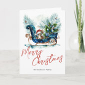 Blue Sled Baby Reindeer Kaart (Voorkant)