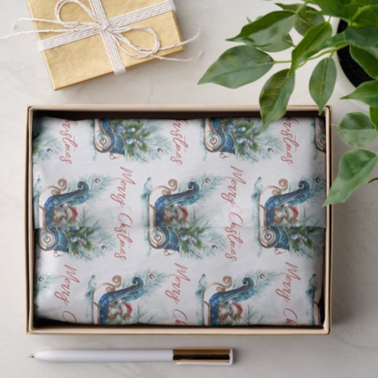 Blue Sled Baby Reindeer Tissuepapier (Geschenk)