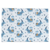 Blue Sleeping Baby Beer op Moon Clouds & Stars Groot Cadeauzakje (Achterkant)