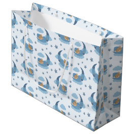 Blue Sleeping Baby Beer op Moon Clouds & Stars Groot Cadeauzakje