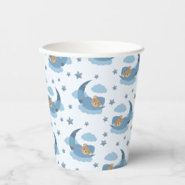 Blue Sleeping Baby Beer op Moon Clouds & Stars Papieren Bekers