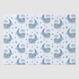 Blue Sleeping Baby Beer op Moon Clouds & Stars Tissuepapier