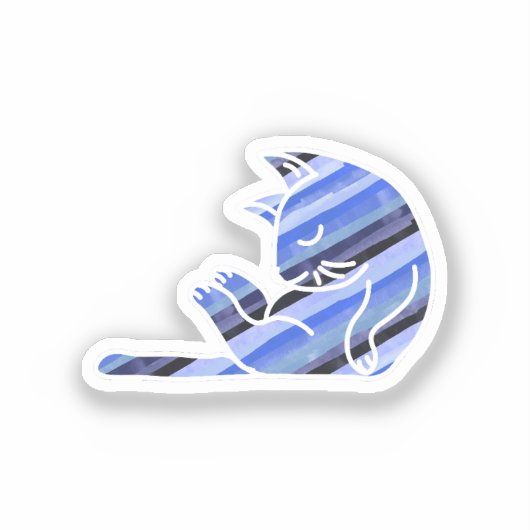 Blue sleeping cat sticker (Voorkant)