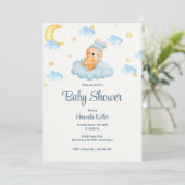 Blue Sleepy Beer Baby shower Uitnodiging (Staand voorkant)