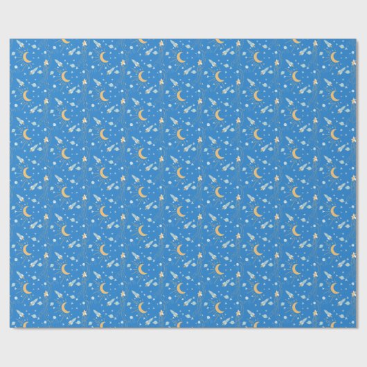 Blue Sleepy Moon Cadeaupapier (Vlak)
