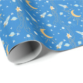 Blue Sleepy Moon Cadeaupapier (Rol Hoek)