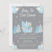 Blue Sleigh Schattige Teddy Bear Grijs Baby shower Kaart (Voorkant)