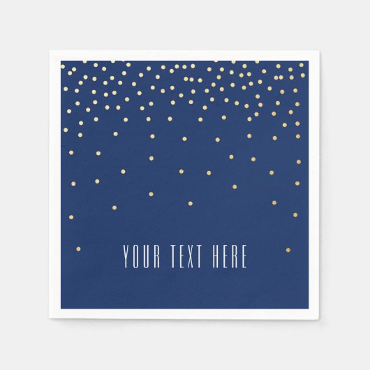 Blue & Small Gold Foil Confetti bruiloft servetten (Voorkant)