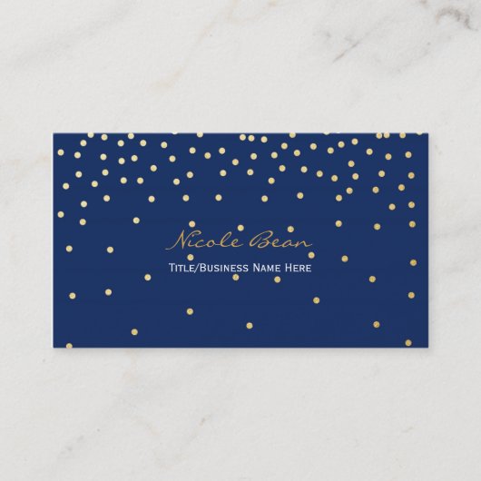 Blue Small Gold Foil Confetti Stip Visitekaartje (Voorkant)