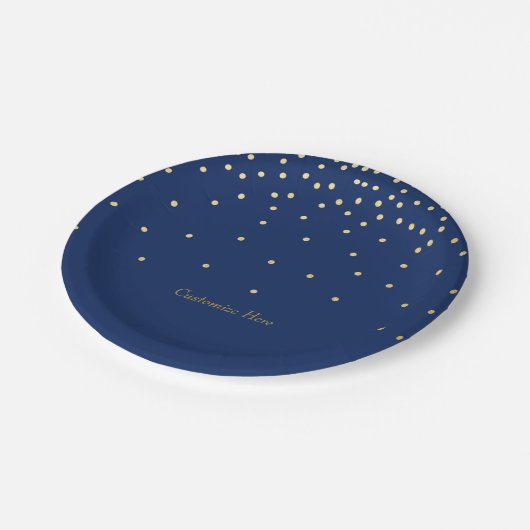 Blue & Small Gold Foil Confetti Stippen Party Bord (Gekanteld)