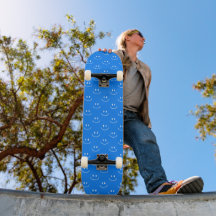Blue Smile Pattern Skateboard