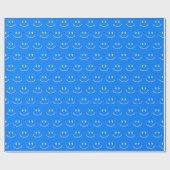 Blue Smile Pattern Wrapping Paper Cadeaupapier (Vlak)