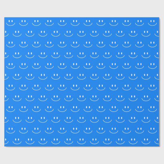 Blue Smile Pattern Wrapping Paper Cadeaupapier (Vlak)