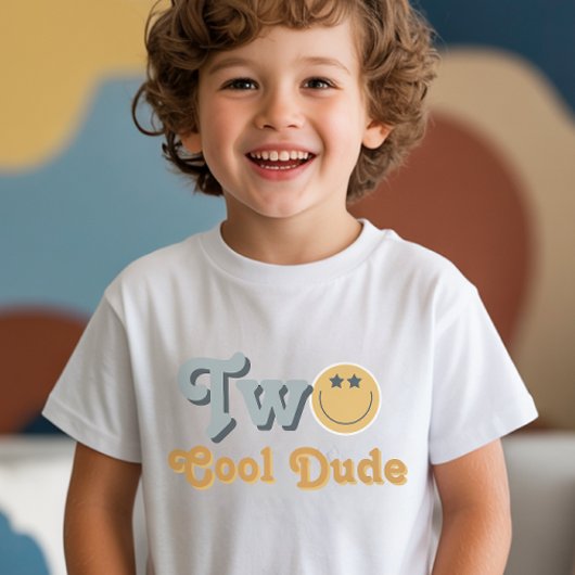 Blue Smile Two Cool Dude Boys 2nd Birthday T-shirt