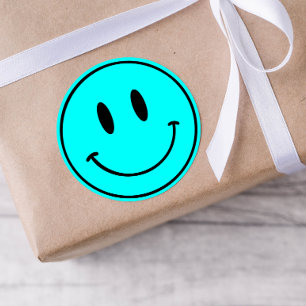 Blue Smiley One Happy Dude/Gal Verjaardag Stickers